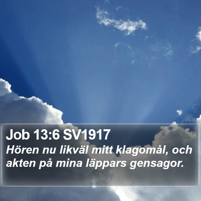 Job 13:6 SV1917 Bible Study