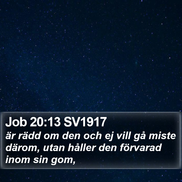 Job 20:13 SV1917 Bible Study