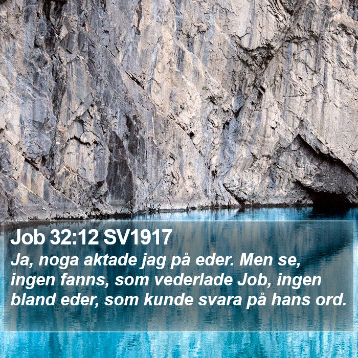 Job 32:12 SV1917 Bible Study