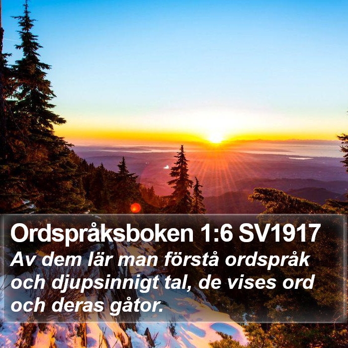 Ordspråksboken 1:6 SV1917 Bible Study