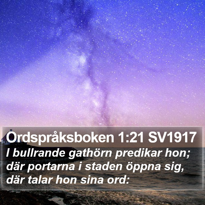 Ordspråksboken 1:21 SV1917 Bible Study