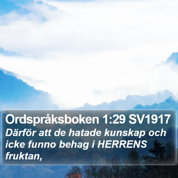 Ordspråksboken 1:29 SV1917 Bible Study