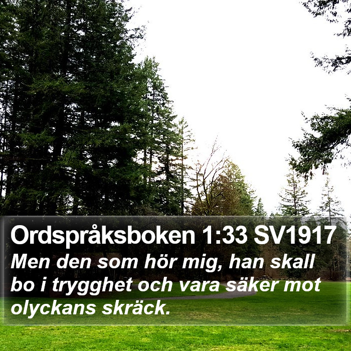 Ordspråksboken 1:33 SV1917 Bible Study