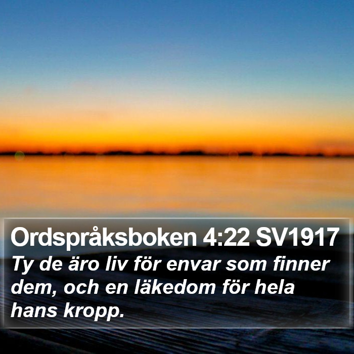 Ordspråksboken 4:22 SV1917 Bible Study