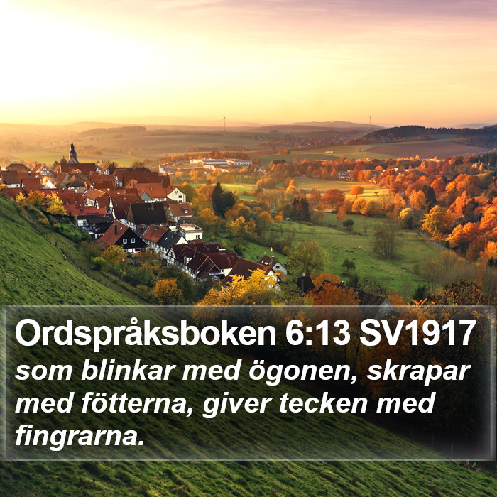 Ordspråksboken 6:13 SV1917 Bible Study