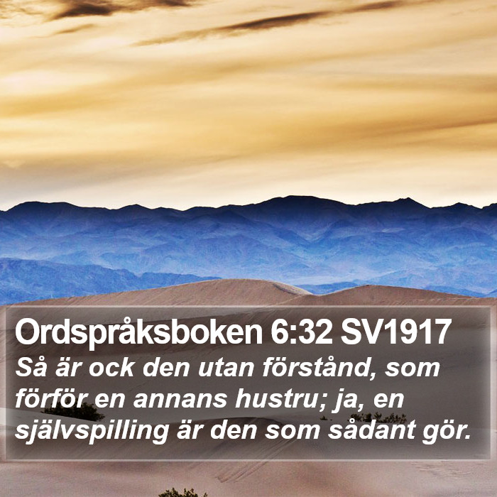 Ordspråksboken 6:32 SV1917 Bible Study