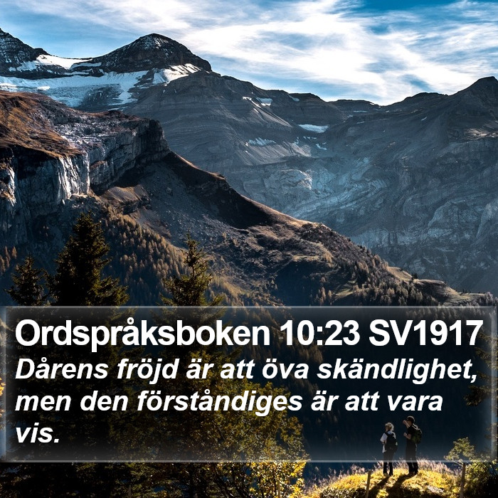 Ordspråksboken 10:23 SV1917 Bible Study