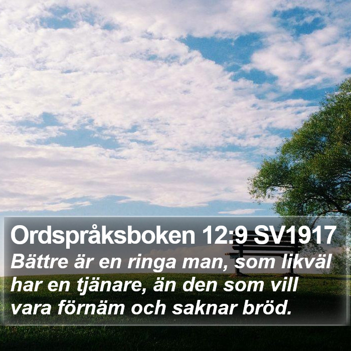 Ordspråksboken 12:9 SV1917 Bible Study