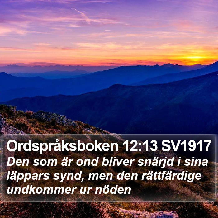 Ordspråksboken 12:13 SV1917 Bible Study