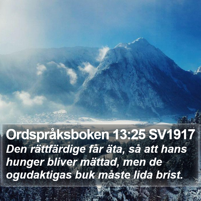 Ordspråksboken 13:25 SV1917 Bible Study