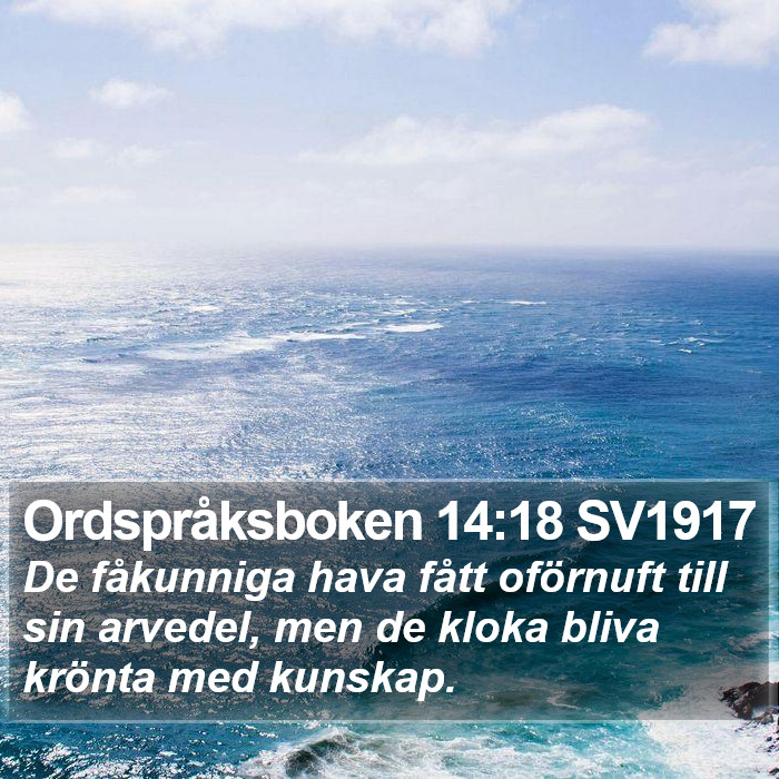 Ordspråksboken 14:18 SV1917 Bible Study