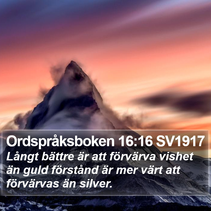 Ordspråksboken 16:16 SV1917 Bible Study
