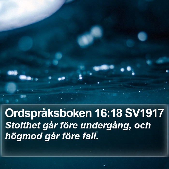 Ordspråksboken 16:18 SV1917 Bible Study