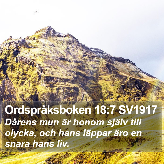 Ordspråksboken 18:7 SV1917 Bible Study