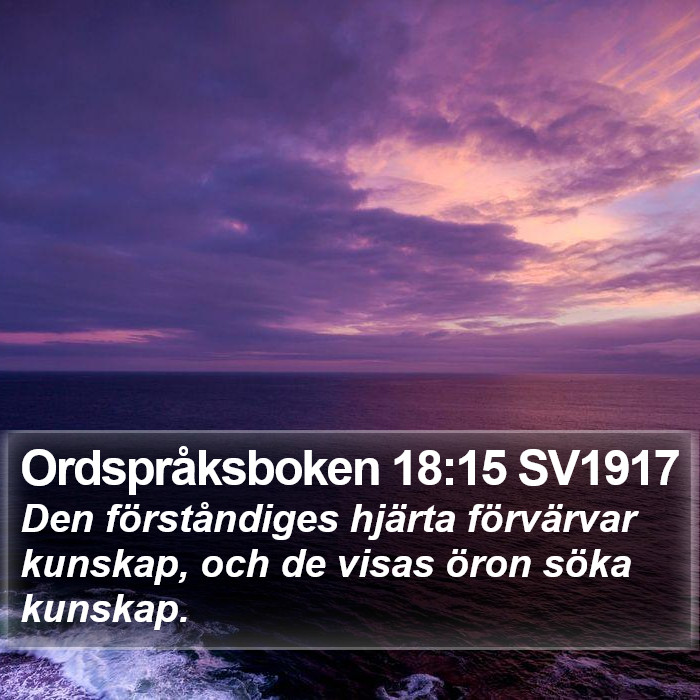 Ordspråksboken 18:15 SV1917 Bible Study