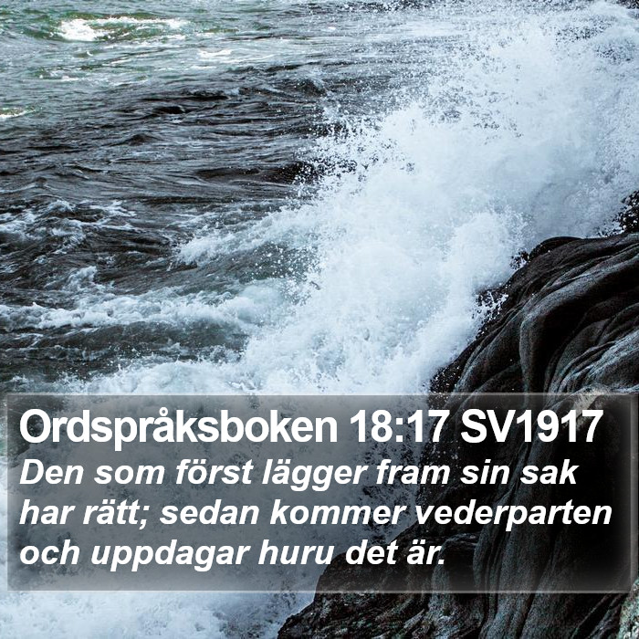 Ordspråksboken 18:17 SV1917 Bible Study