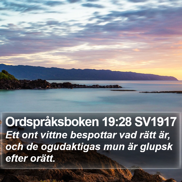 Ordspråksboken 19:28 SV1917 Bible Study