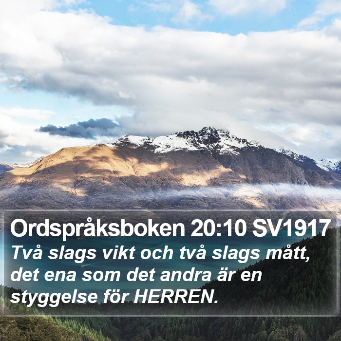 Ordspråksboken 20:10 SV1917 Bible Study