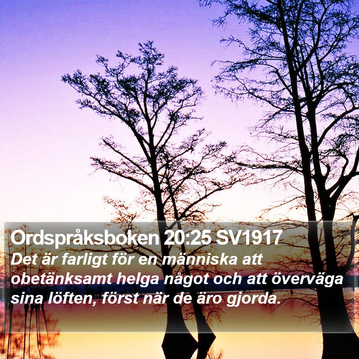 Ordspråksboken 20:25 SV1917 Bible Study