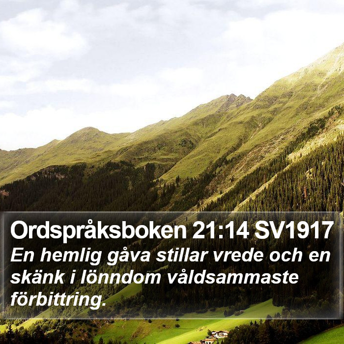 Ordspråksboken 21:14 SV1917 Bible Study