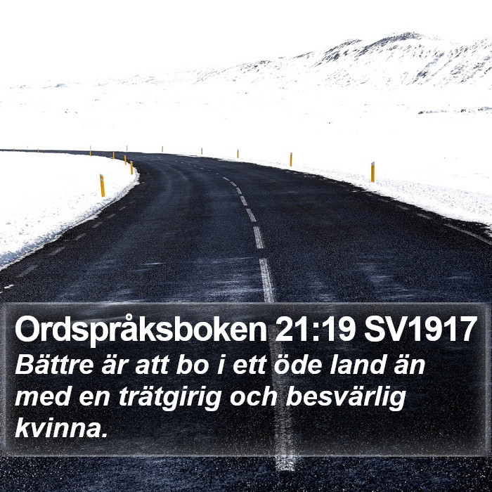 Ordspråksboken 21:19 SV1917 Bible Study