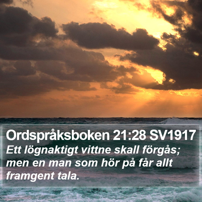 Ordspråksboken 21:28 SV1917 Bible Study