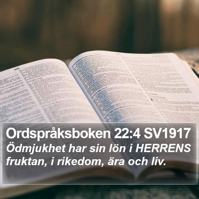 Ordspråksboken 22:4 SV1917 Bible Study