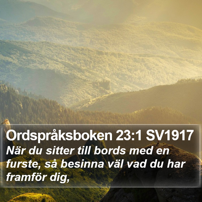 Ordspråksboken 23:1 SV1917 Bible Study