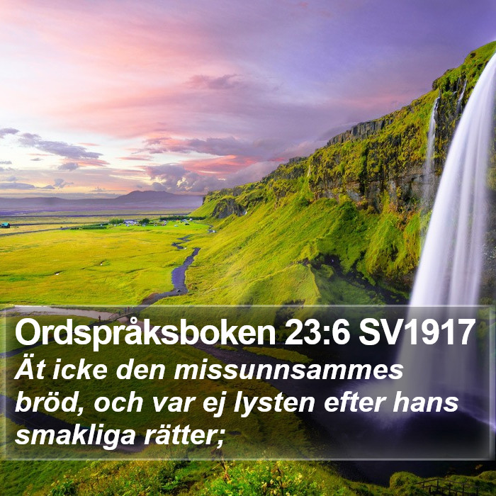 Ordspråksboken 23:6 SV1917 Bible Study