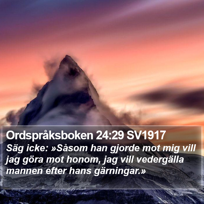 Ordspråksboken 24:29 SV1917 Bible Study