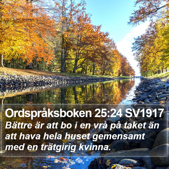 Ordspråksboken 25:24 SV1917 Bible Study