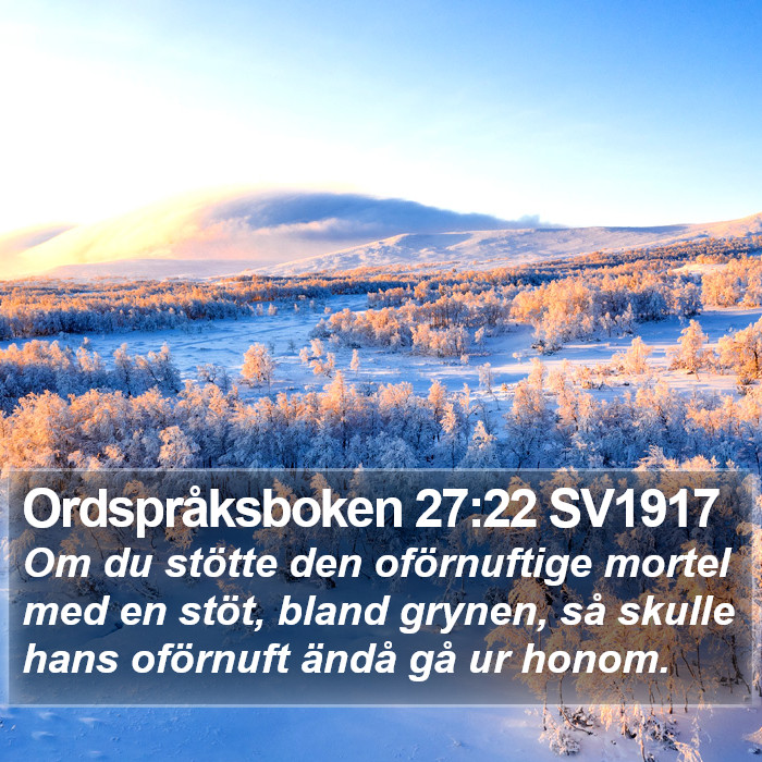 Ordspråksboken 27:22 SV1917 Bible Study