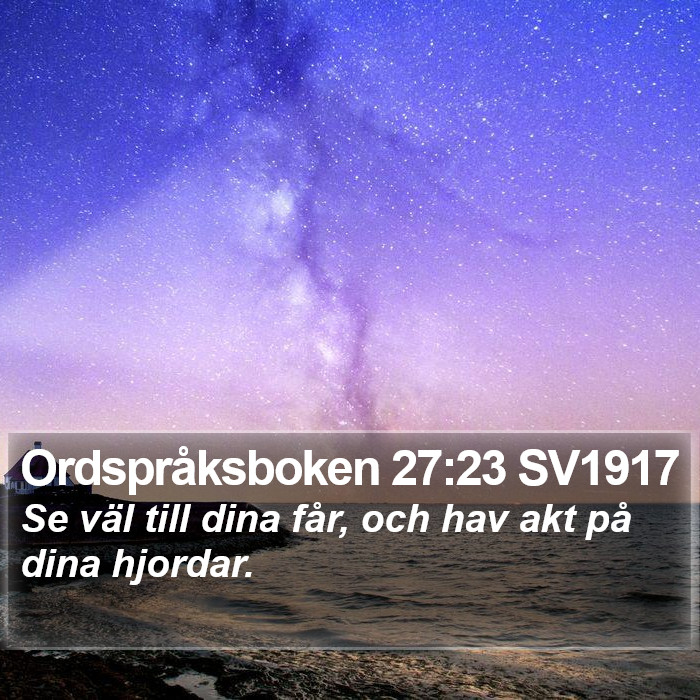 Ordspråksboken 27:23 SV1917 Bible Study