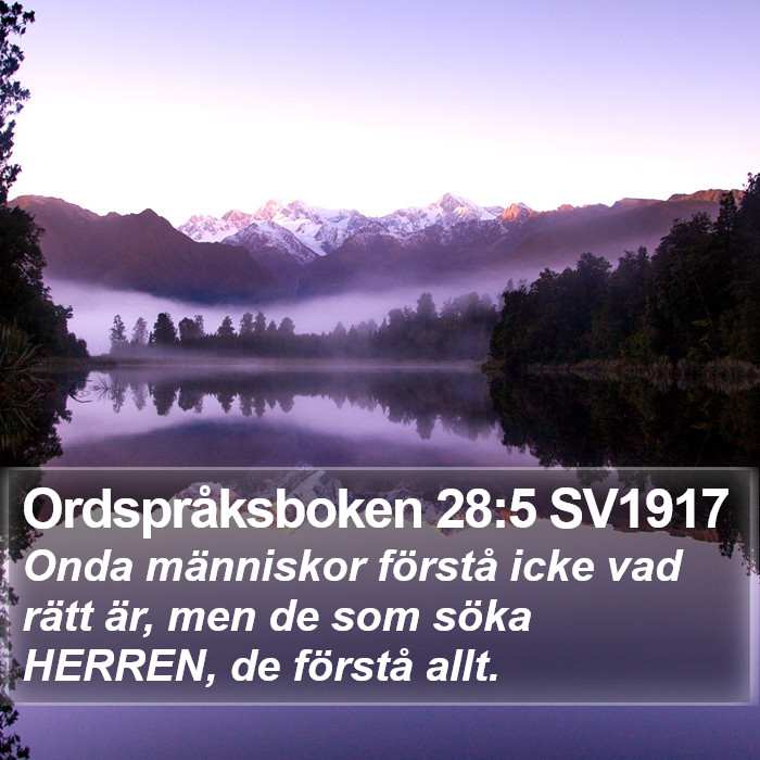 Ordspråksboken 28:5 SV1917 Bible Study