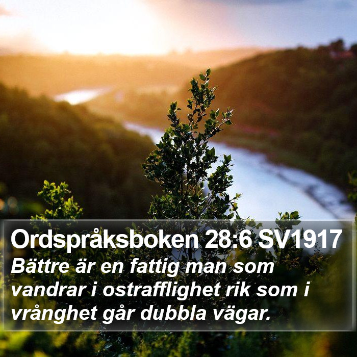 Ordspråksboken 28:6 SV1917 Bible Study