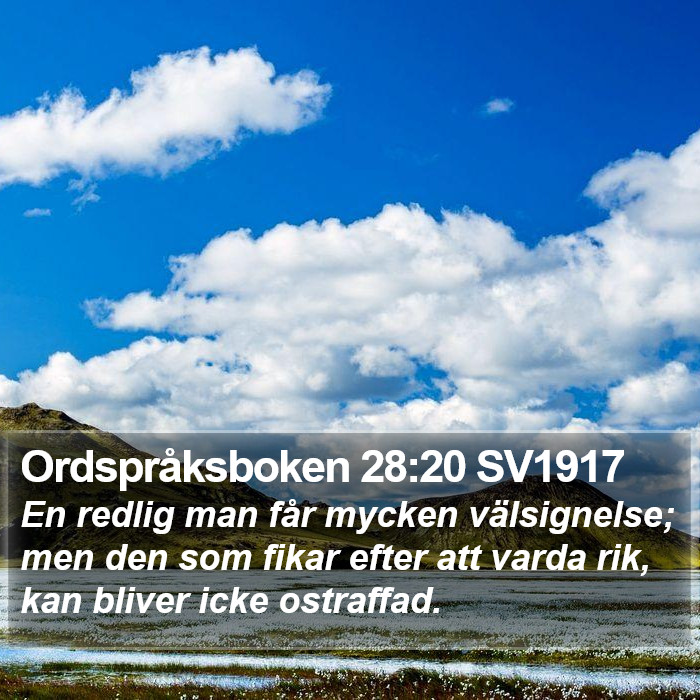 Ordspråksboken 28:20 SV1917 Bible Study