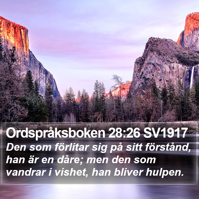 Ordspråksboken 28:26 SV1917 Bible Study