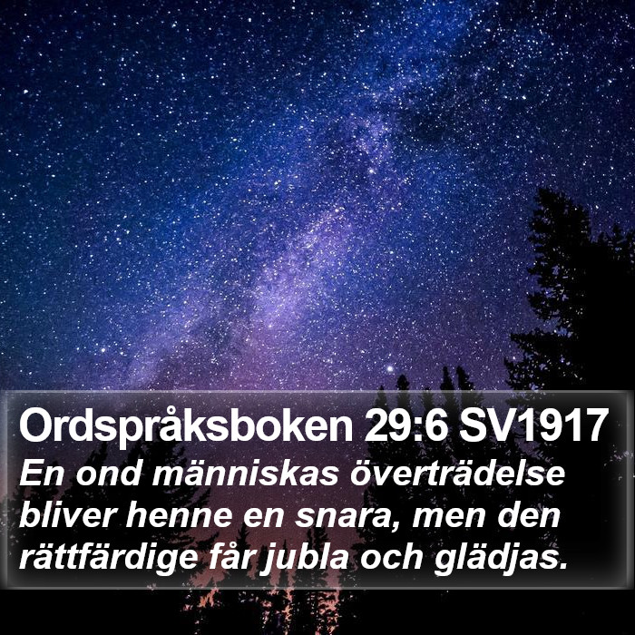 Ordspråksboken 29:6 SV1917 Bible Study