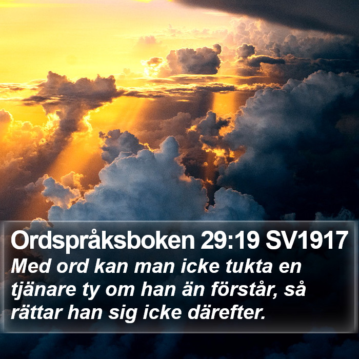 Ordspråksboken 29:19 SV1917 Bible Study