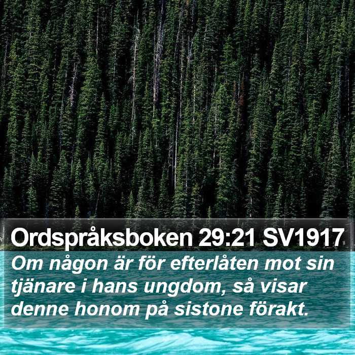 Ordspråksboken 29:21 SV1917 Bible Study