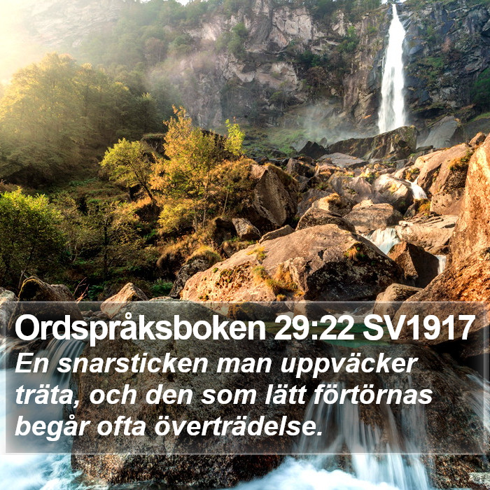 Ordspråksboken 29:22 SV1917 Bible Study