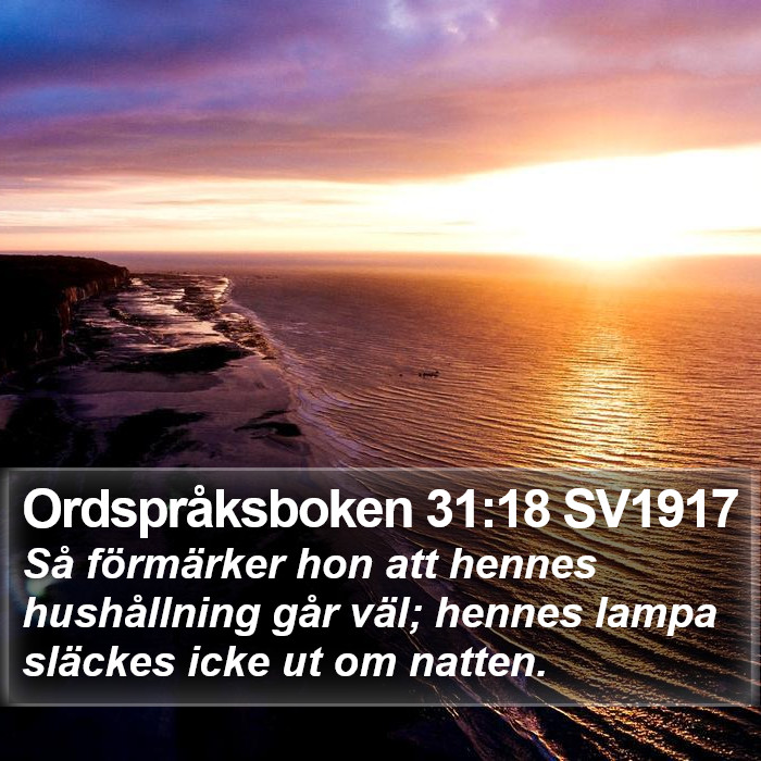 Ordspråksboken 31:18 SV1917 Bible Study