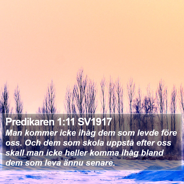 Predikaren 1:11 SV1917 Bible Study