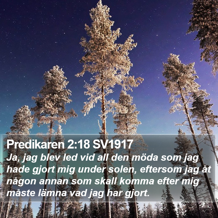 Predikaren 2:18 SV1917 Bible Study