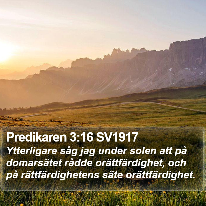 Predikaren 3:16 SV1917 Bible Study