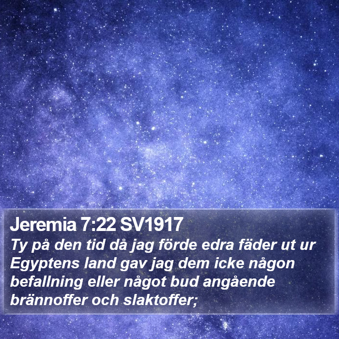 Jeremia 7:22 SV1917 Bible Study