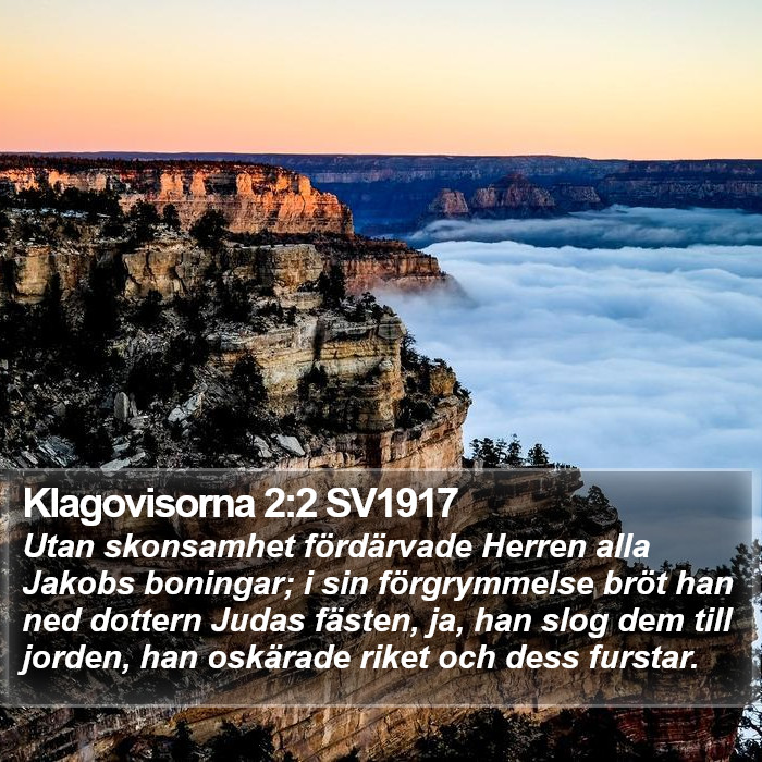 Klagovisorna 2:2 SV1917 Bible Study