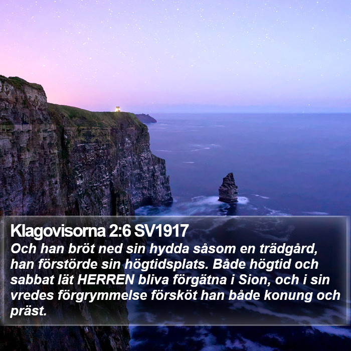 Klagovisorna 2:6 SV1917 Bible Study
