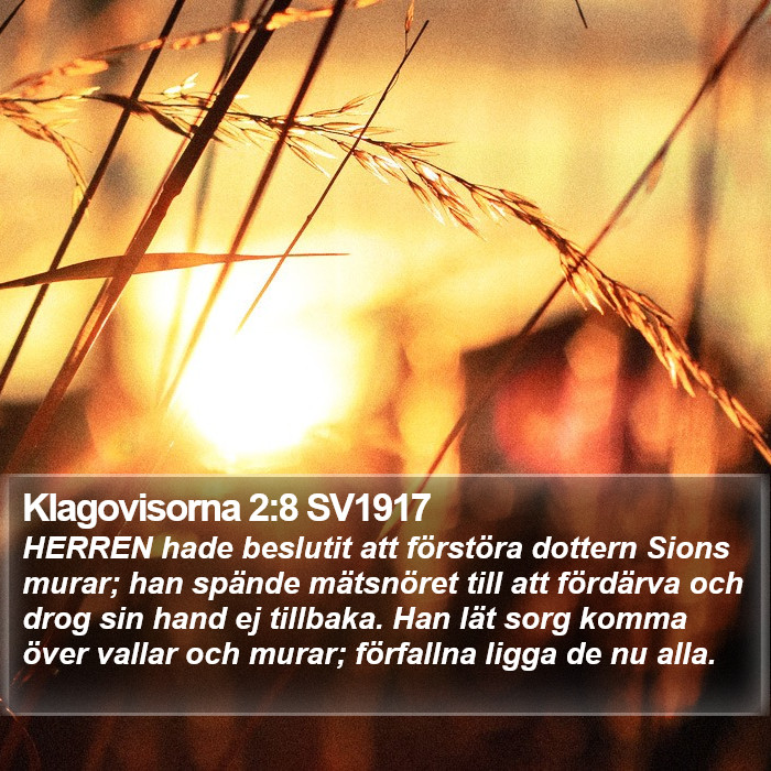 Klagovisorna 2:8 SV1917 Bible Study