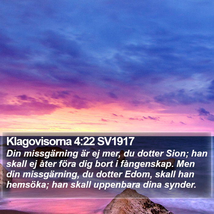 Klagovisorna 4:22 SV1917 Bible Study